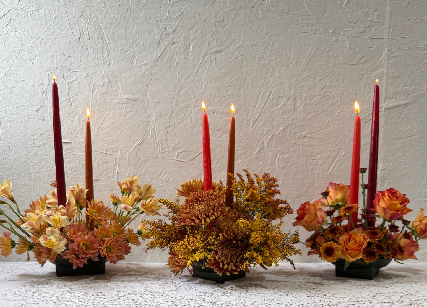 Harvest Glow Trio — Candlelit Centerpieces for the Season of Thanks
