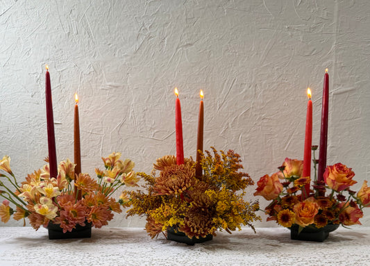 Harvest Glow Trio — Candlelit Centerpieces for the Season of Thanks